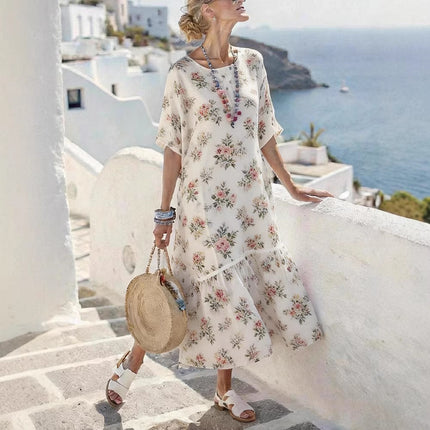 Vestido largo de mujer con estampado digital