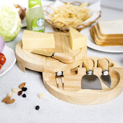 Ensemble de planche à fromage et de couteau en acier inoxydable avec manche en bambou