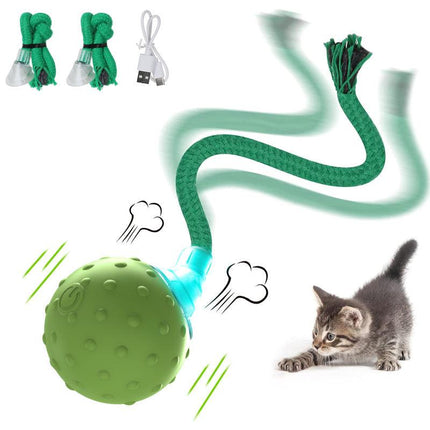 Jouet interactif pour chat activé par le mouvement avec balle roulante, queue taquine et sons d'oiseaux