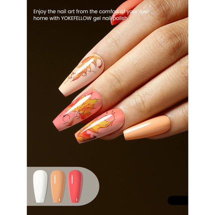 Kit de 6 esmaltes de uñas en gel con purpurina naranja y amarilla otoñal