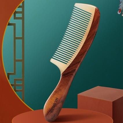 Natural Wood and Horn Fine Tooth Anti-Static Hair Comb - Wnkrs