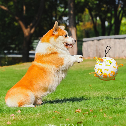 Juguete de fútbol interactivo para perros con lengüetas de agarre