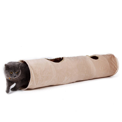 Tunnel pliable en daim pour chat avec balle interactive