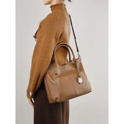 Sac à main fourre-tout grande capacité en cuir véritable pour femme