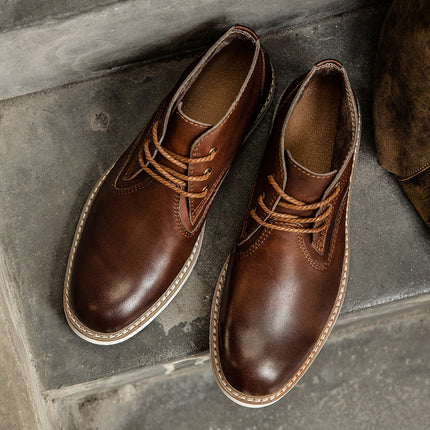 Vintage Leather Ankle Boots for Men