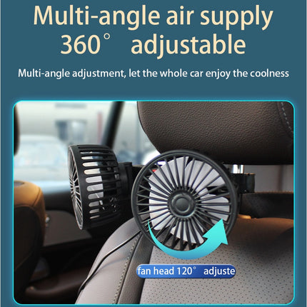 Adjustable Dual-Head Car Seat Cooling Fan with USB Power