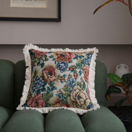 Housse de coussin multicolore en jacquard américain