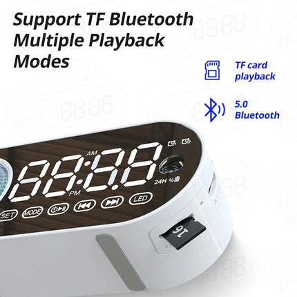 Wireless Bluetooth Speaker Alarm Clock with RGB LED, 3D Surround Sound, and Large Display