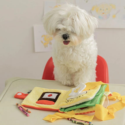 Libro interactivo de juguetes de entrenamiento para perros con chirridos y olfateos