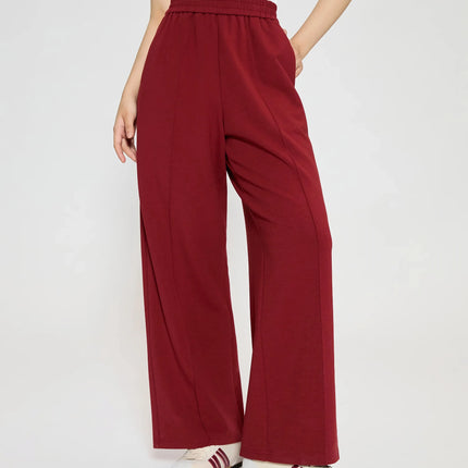 Pantalones casuales de cintura alta y pierna ancha para mujer para otoño