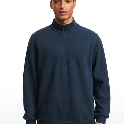 Sweat-shirt à col montant et demi-zip doublé en polaire pour homme