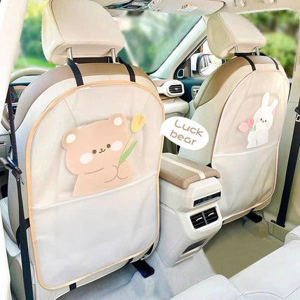 Cute Bear & Rabbit Cartoon Car Seat Kick Mat - Wnkrs