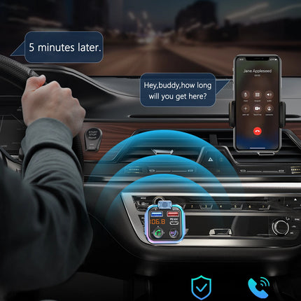 Transmisor FM Bluetooth 5.3 con carga rápida de 48 W y llamadas manos libres