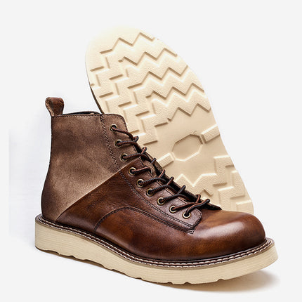 Bottines de moto en cuir vintage pour hommes