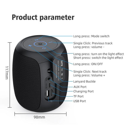 Portable Outdoor Bluetooth Speaker with TWS Connection