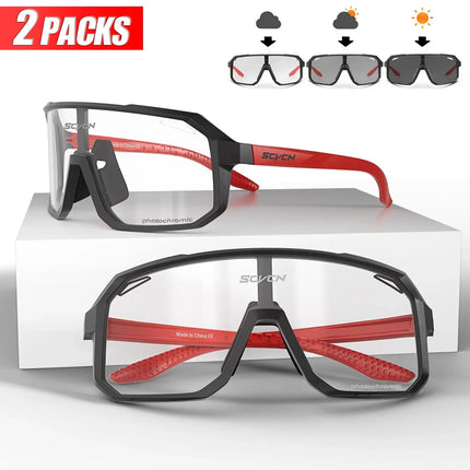 Paquete de 2 gafas de sol fotocromáticas para ciclismo: unisex, ajustables y con protección UV400