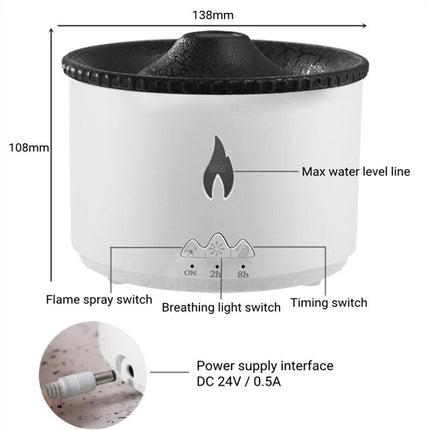 Volcano Eruption Aroma Diffuser & Air Humidifier with Flame Lamp Effect - Essential Oil Fragrance Machine for Home and Office - Wnkrs