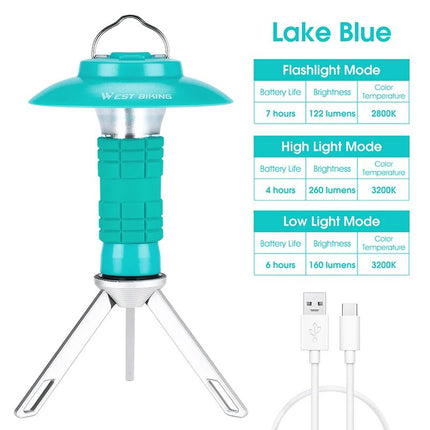 Lampe de camping portable 3 en 1 multifonctionnelle à LED avec chargement USB