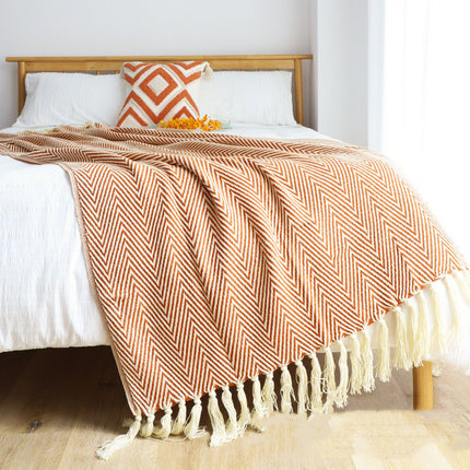 Classic Retro Herringbone Weave Sofa Blanket - Wnkrs