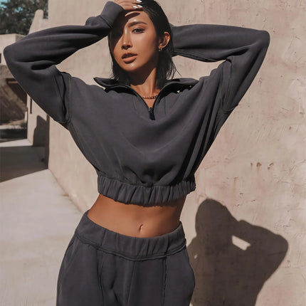 Casual Streetwear 2-Piece Sweatshirt & Elastic Waist Pant Set