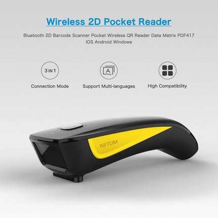 C750 Bluetooth QR (2D) Barcode Scanner - Wireless Pocket Scanner - Wnkrs