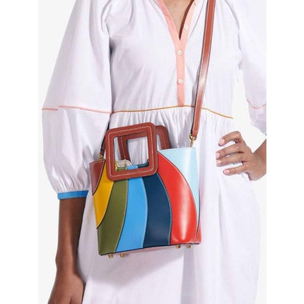 Sac fourre-tout en cuir vegan à patchwork coloré