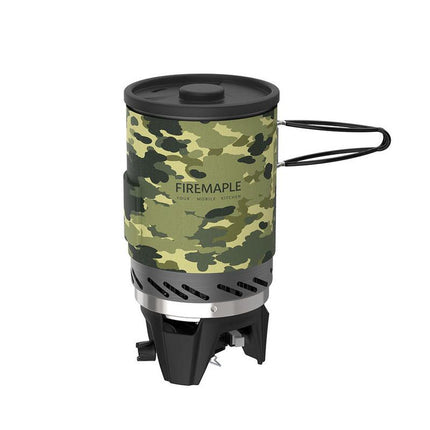 Sistema de cocina a gas para acampar con diseño de camuflaje