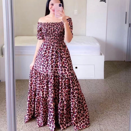 Vestido largo con hombros descubiertos y estampado floral para mujer