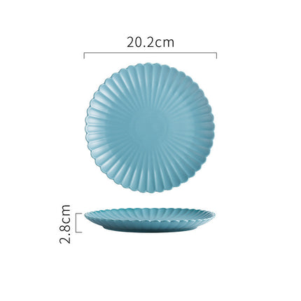 Creative Simple Solid-color Ceramic Plate Fruit Cake Plate Round Beef Steak Western Plate - Wnkrs