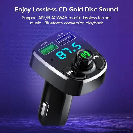 Transmisor FM Bluetooth para automóvil con MP3 y LED, cargador USB dual y llamadas manos libres