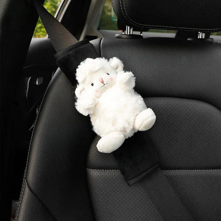 Cartoon Lamb Plush Car Seat Belt Covers - Wnkrs