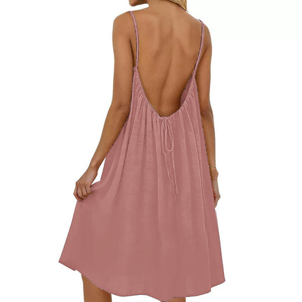 Vestido de mujer liso con tirantes y espalda descubierta