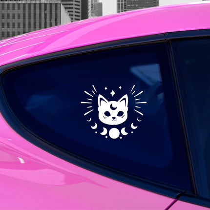 Cute Cat Moon Phase Car Sticker - Wnkrs