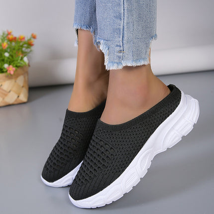 Chaussons à plateforme en maille à enfiler pour femmes