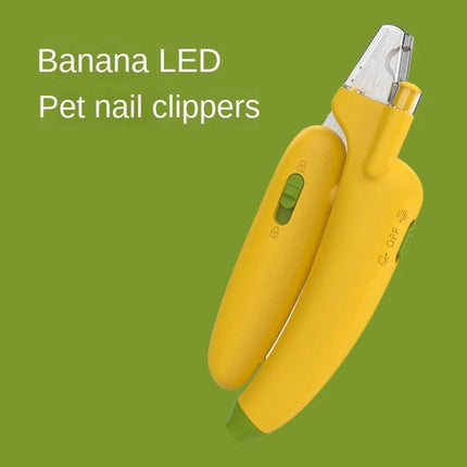 Banana Shaped LED Pet Nail Clipper & Multi-Functional Sharpener for Cats and Dogs - Wnkrs