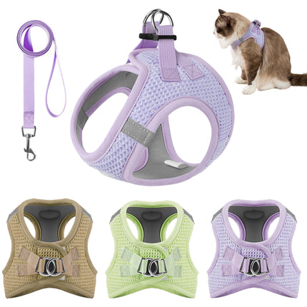 Conjunto de arnés y correa de malla reflectante para gatos y perros pequeños