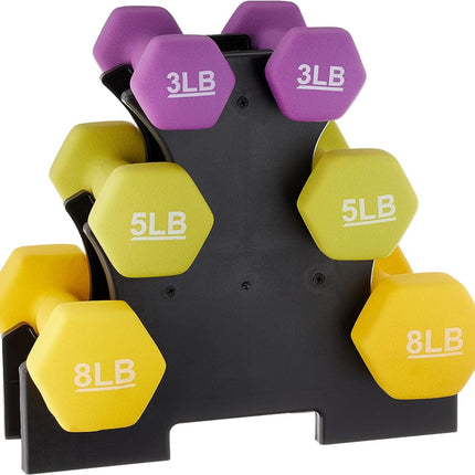 Neoprene Workout Dumbbell Set - 32-Pounds Total with Weight Rack - Wnkrs