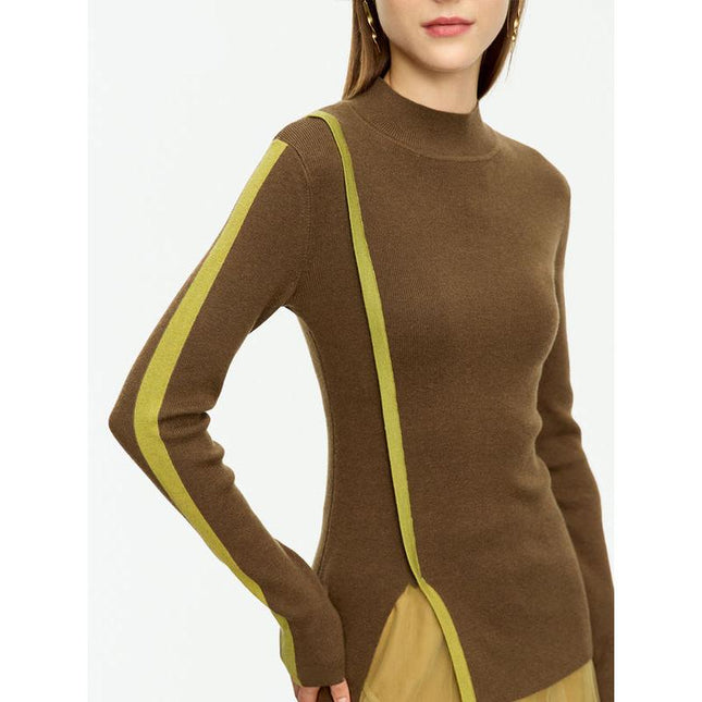 Pull col montant asymétrique élégant pour femme