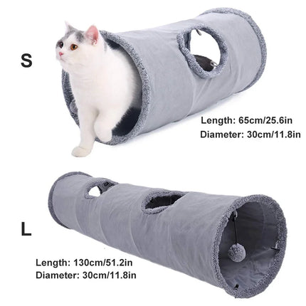 Túnel plegable para gatos con gamuza arrugada y orificio para mirar: escondite portátil para gatos