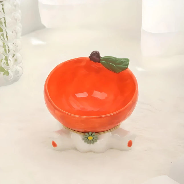 Cuenco de cerámica elevado para gatos con diseño inclinado para comer y beber fácilmente