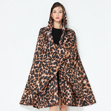 Chubasquero impermeable para mujer con estampado de leopardo