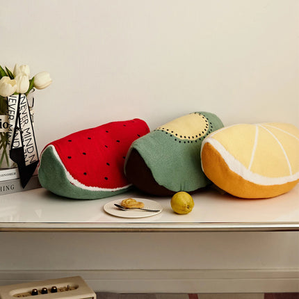 Almohada suave con diseño de frutas adorables: lindo cojín decorativo para el sofá y la cama