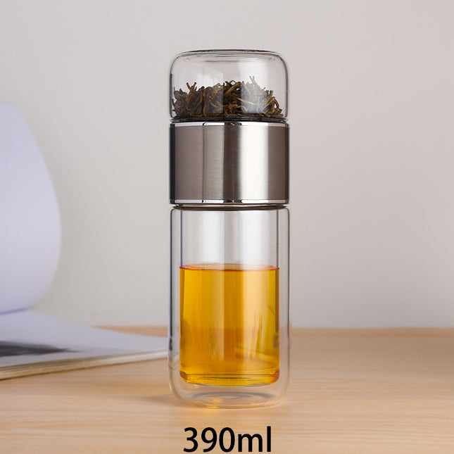 Botella infusora de té de vidrio de borosilicato de 390 ml