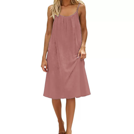 Vestido de mujer liso con tirantes y espalda descubierta