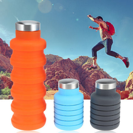 500ML Portable Silicone Water Bottle Retractable Folding Coffee Bottle Outdoor Travel Drinking Collapsible Sport Drink Kettle - Wnkrs