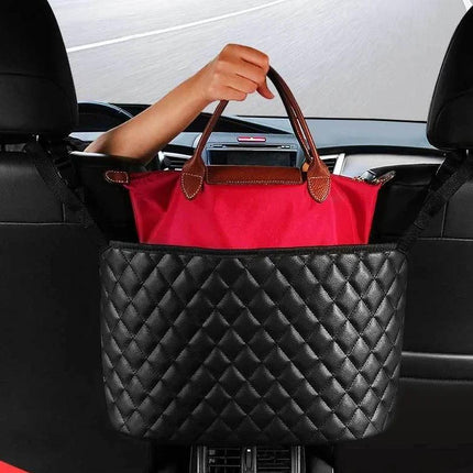 Soporte de malla para bolsos y barrera organizadora para asiento trasero de automóvil de lujo