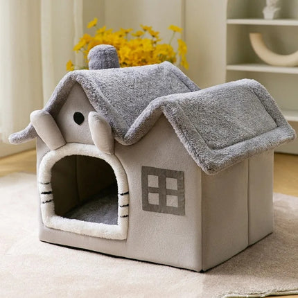 Casa para gatos plegable y cálida para el invierno: cama para mascotas pequeñas