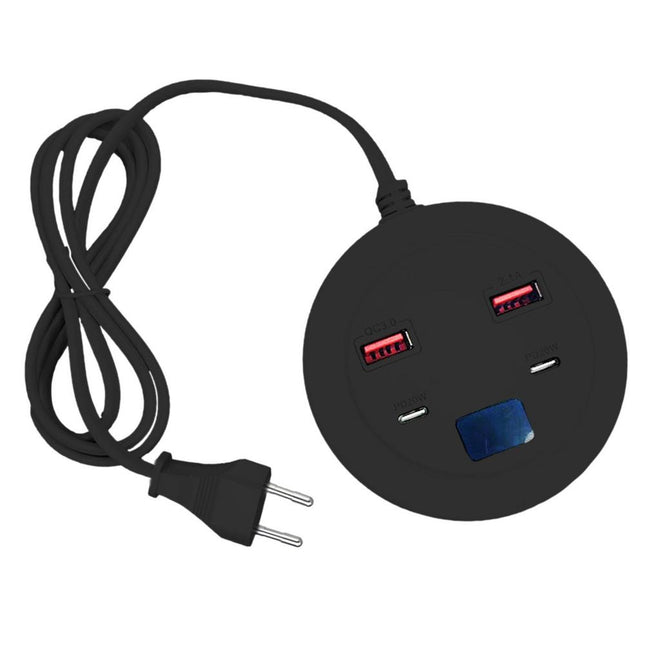 Multiprise de voyage universelle avec deux ports USB-C et USB-A