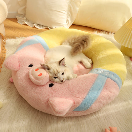 Lit pour chat en forme de cochon rose