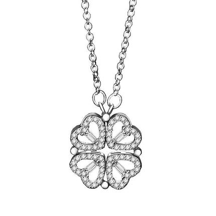 Elegant Heart-Shaped Crystal Clover Pendant Necklace - Fashion Jewelry for Women - Wnkrs